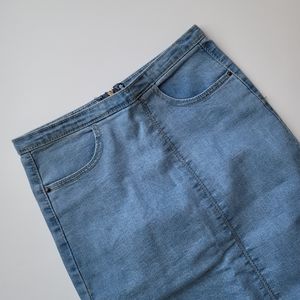 High waist_Denim skirt